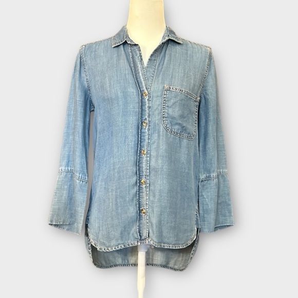 Cloth & Stone Tencel 3/4 Sleeve Button Down Tunic Top  XS - Picture 7 of 9